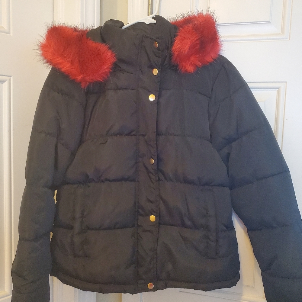 Puffer fur hood Coat